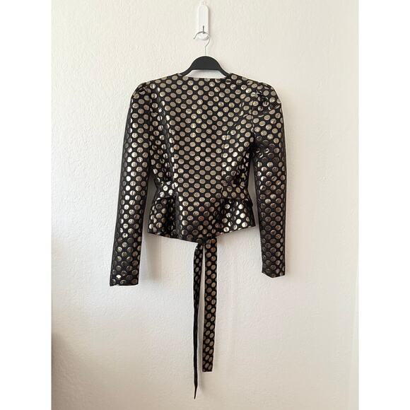 Lovers + Friends Pauline Jacket Cropped Black Metallic Gold Polka Dots Going Out - Picture 8 of 14